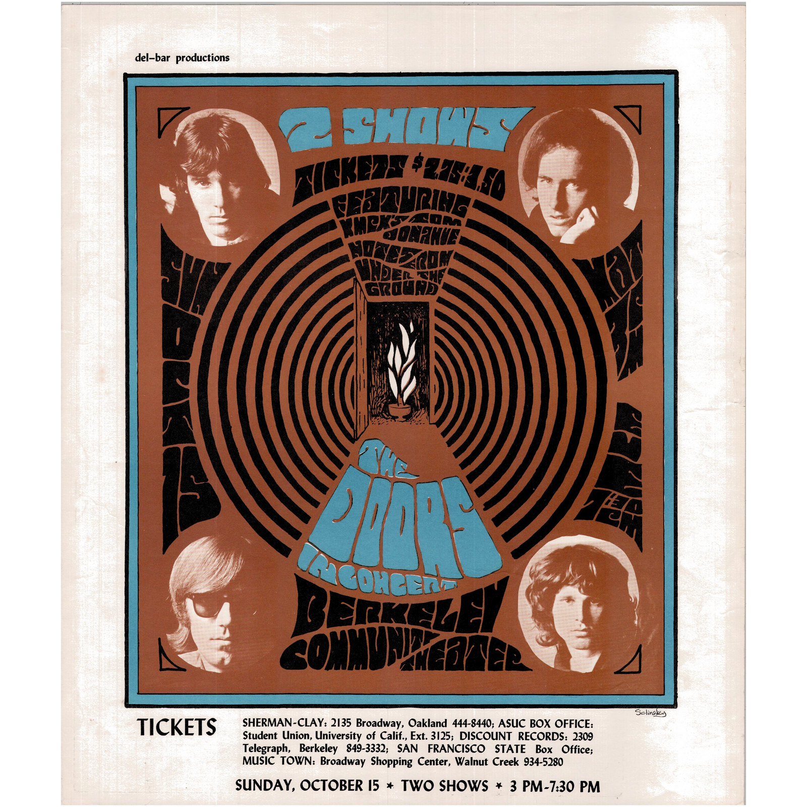 The Doors Berkeley Community Theater 10/15/1967 Show Poster