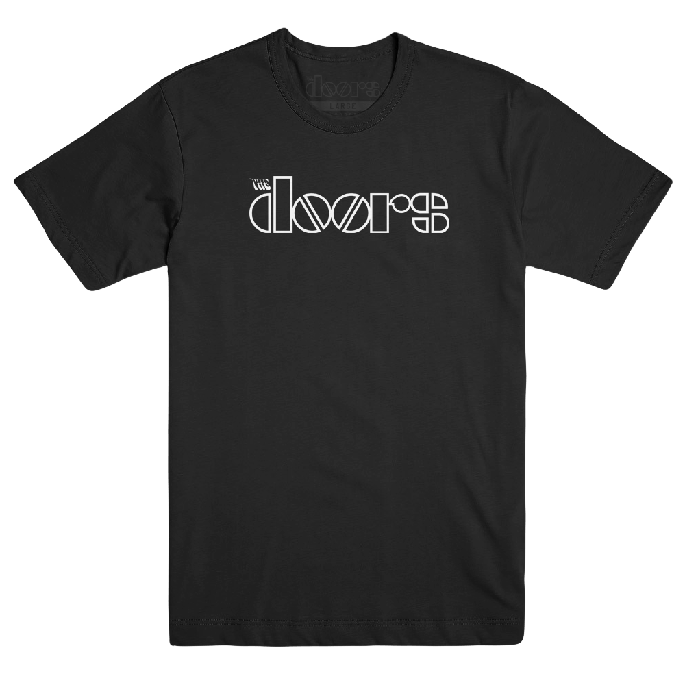 The Doors Logo T-Shirt [White on Black] - The Doors Official