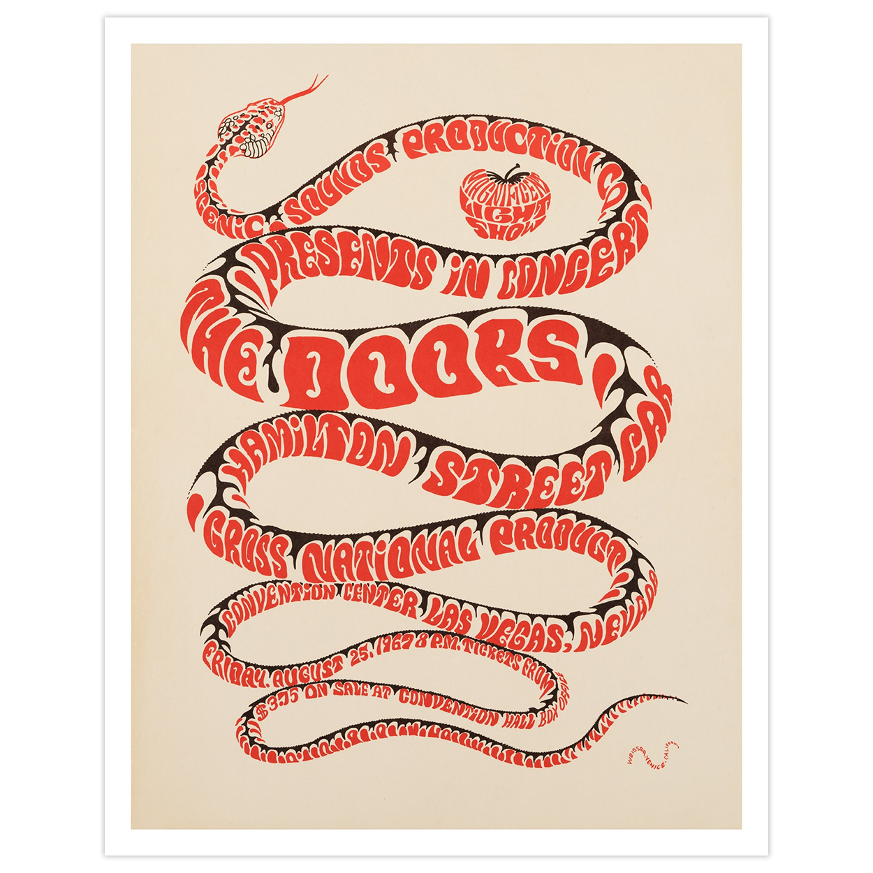 The Doors 1967 Las Vegas Snake Poster
