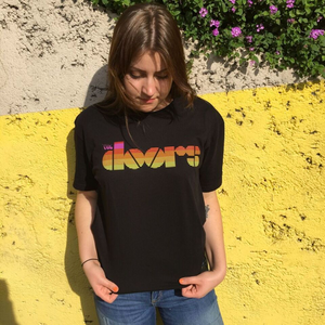 The Doors Santa Monica Logo T-Shirt Black Short Sleeve Lifestyle Female